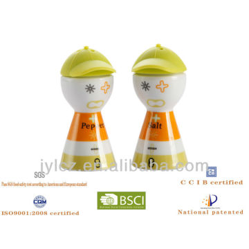 2013 brother ceramic salt & pepper shakers with silicone cap lid